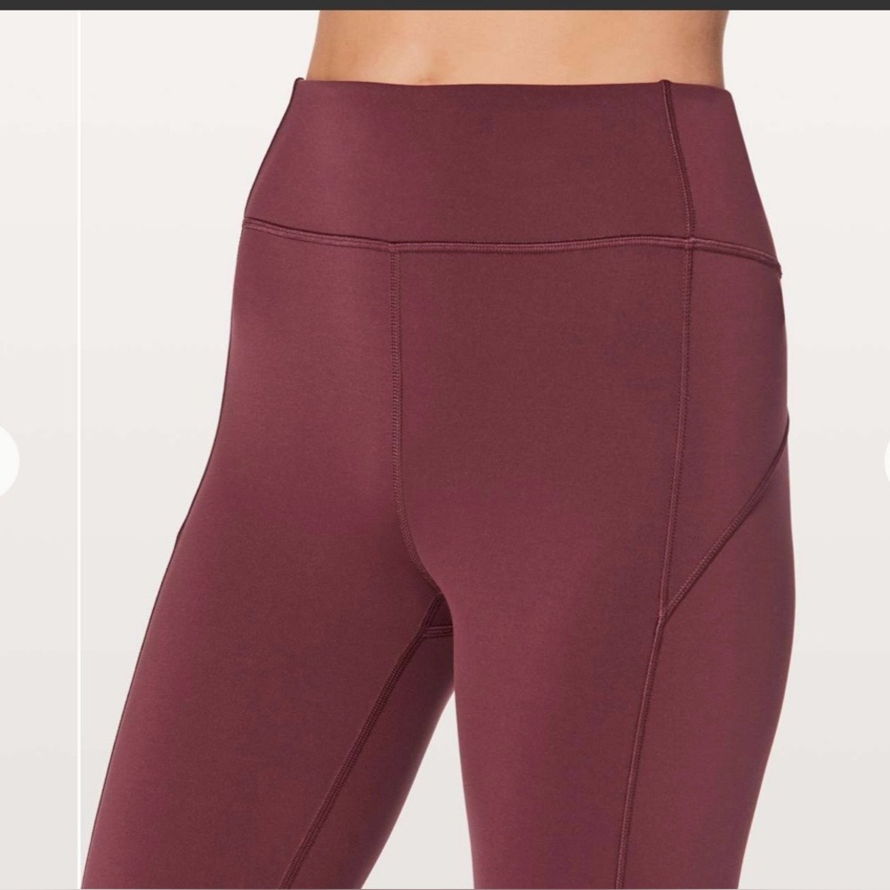 Lululemon redwood movement Everlux 25” Burgundy High-Waisted Leggings size 2